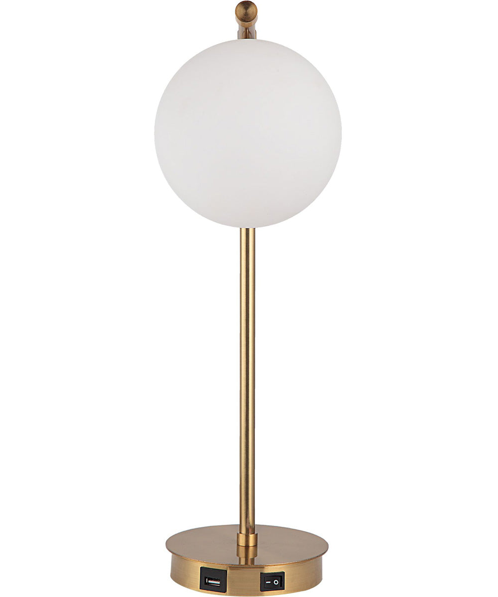 Modern Desk Lamp with White Glass Globe and USB Port