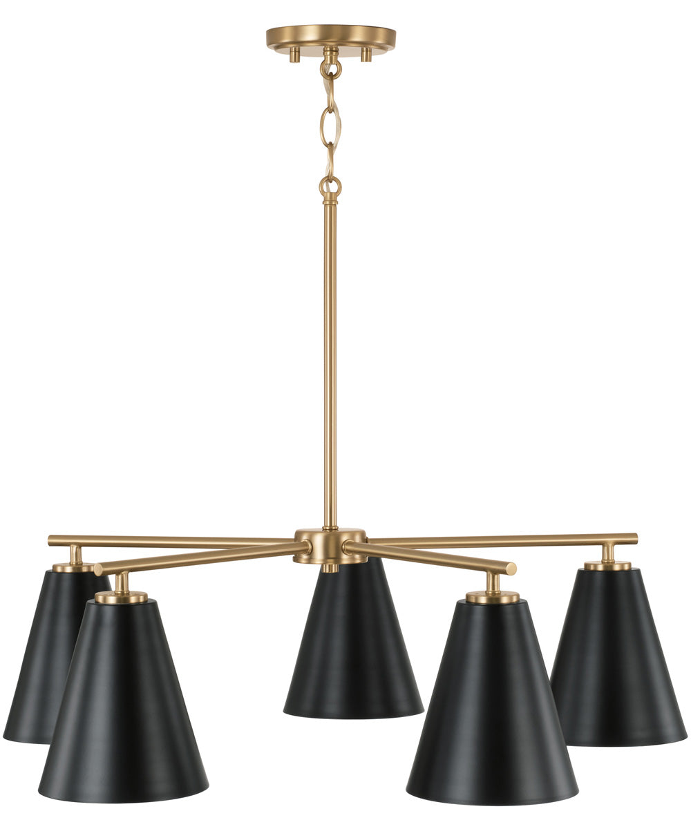 Charlie 5-Light Chandelier Matte Brass and Black