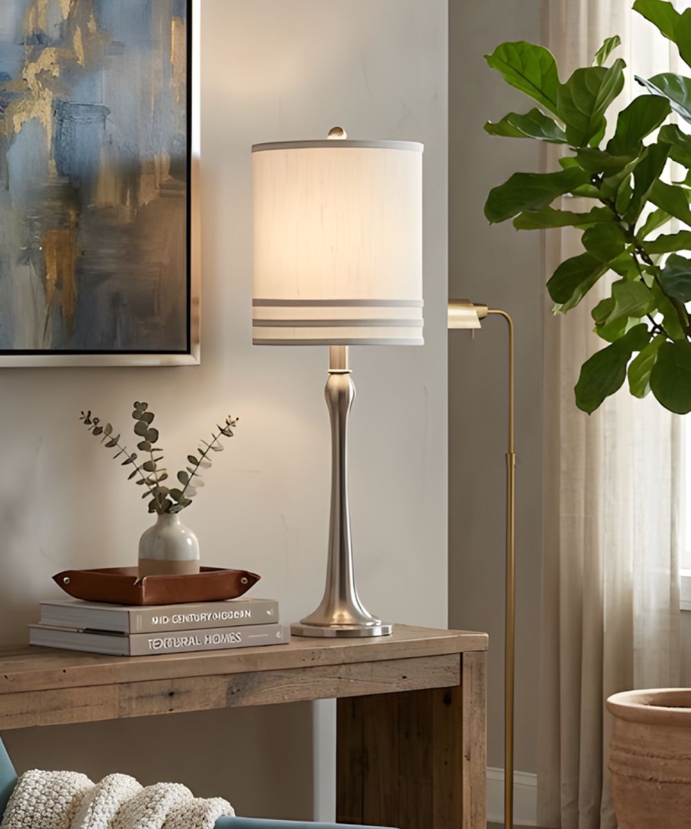 32"H 3-Way Table Lamp Antique Nickel