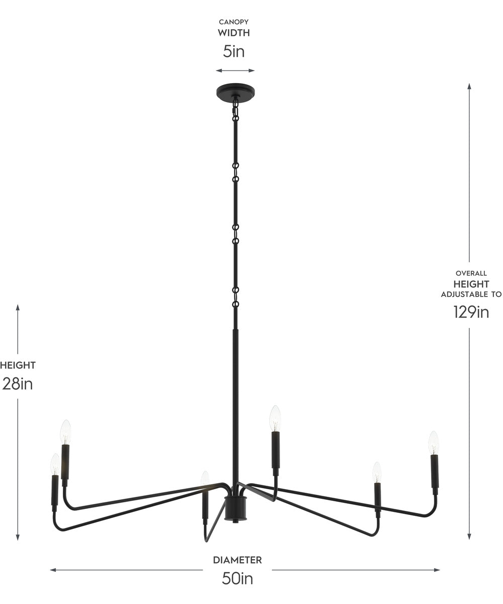 Pilar Extra Large 6-Light Chandelier Matte Black