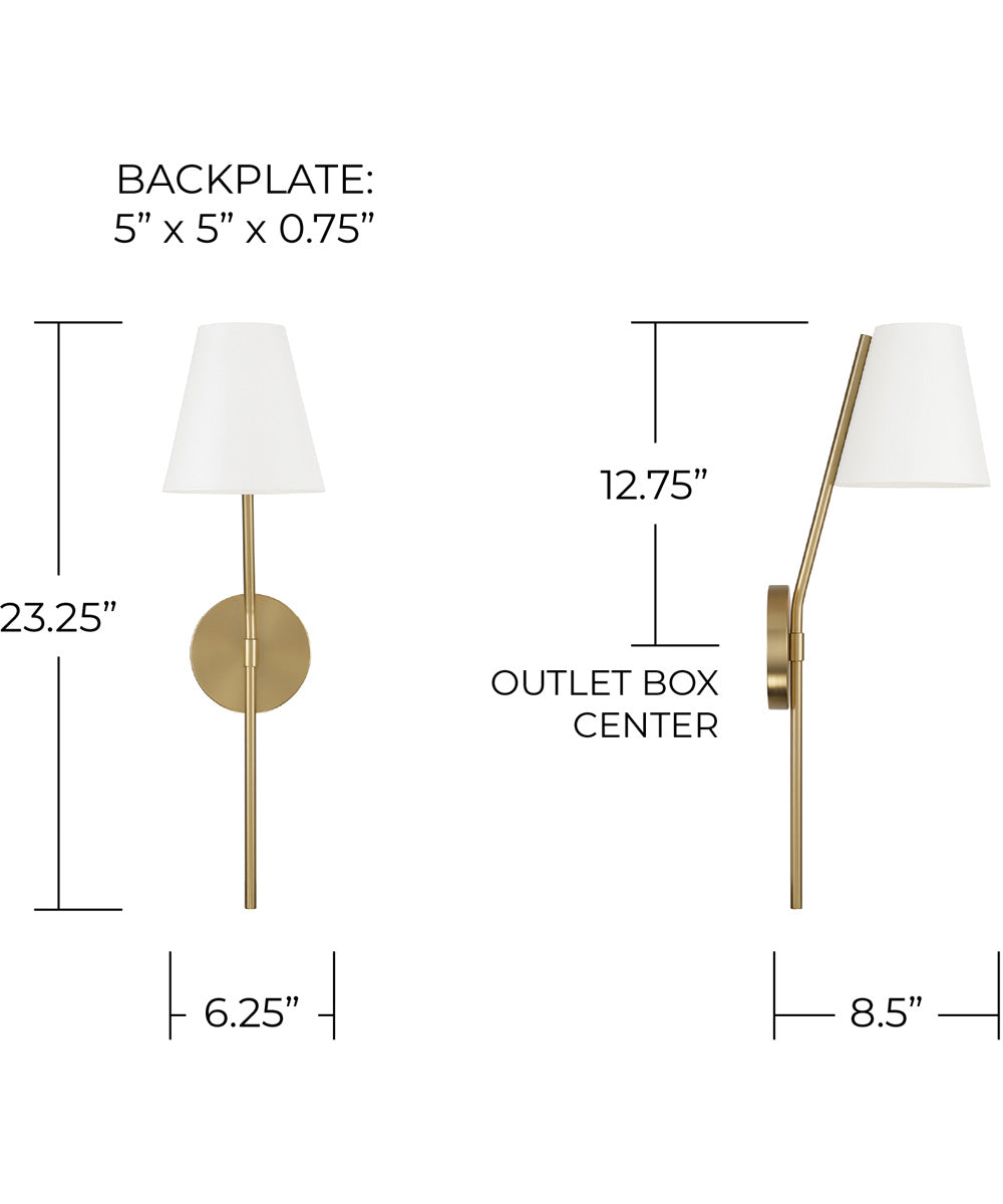 Cami 1-Light Sconce Aged Brass and White