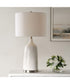 Ceramic Table Lamp in Distressed White Glaze and White Fabric