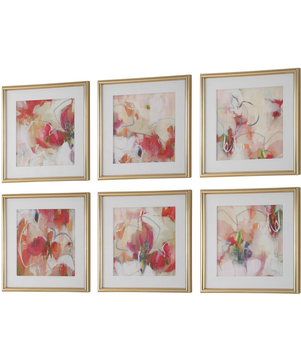 Fresh Start Red Abstract Prints, Set of 6
