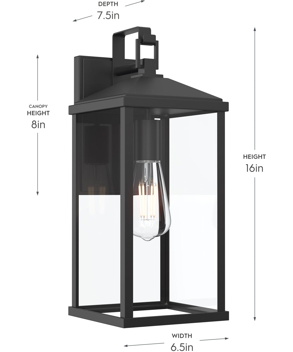 Cantley Large Outdoor Wall Lantern with Clear Glass Panels Matte Black