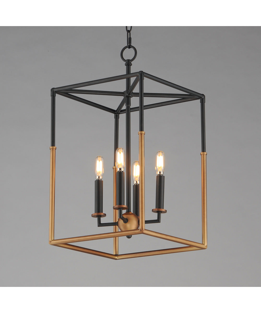 Soho 4-Light Pendant Black/Weathered Brass