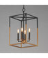 Soho 4-Light Pendant Black/Weathered Brass