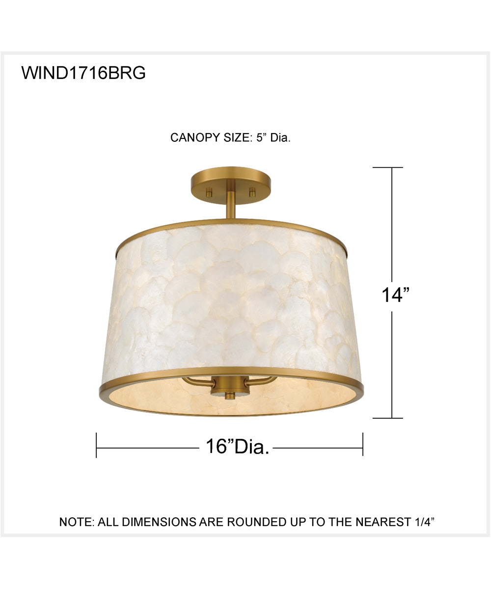 Windley 3-light Semi Flush Mount Brushed Gold
