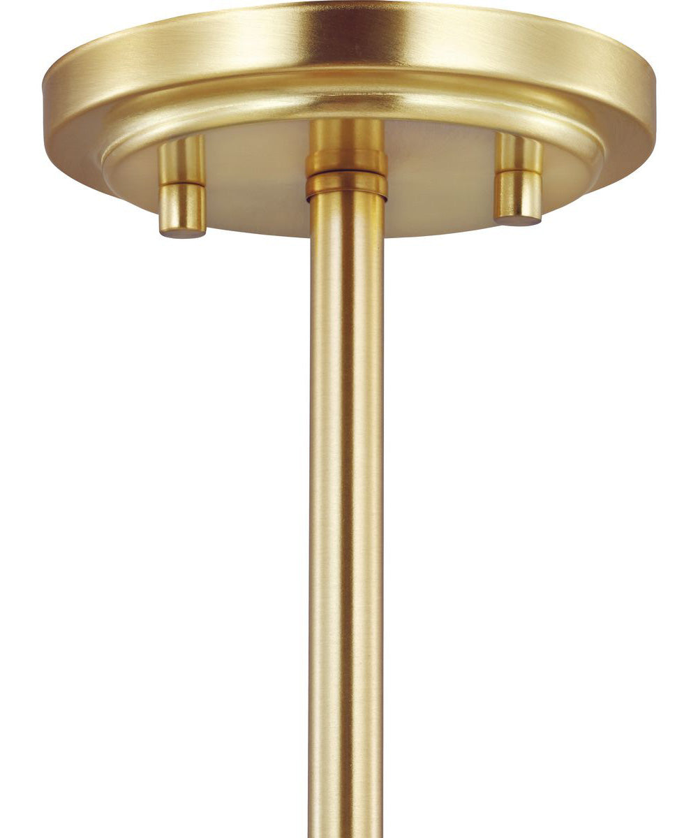 Adley 3-Light Etched White Glass Semi-Flush Convertible Light Satin Brass