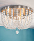 Dumas 16"W 3-Light Brushed Steel Finish Weathered White Wood Bead Flushmount by KenroyHome