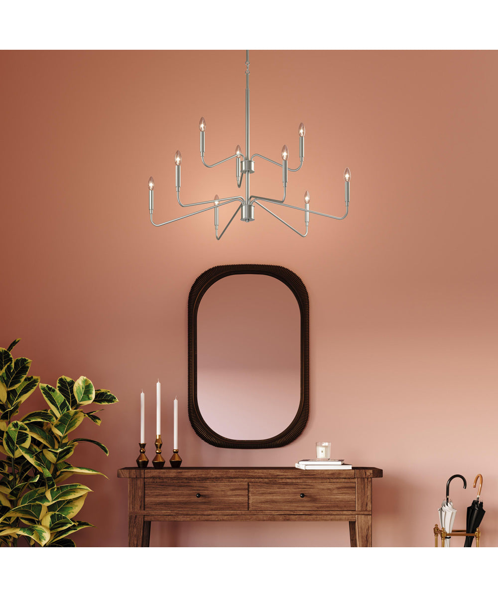 Pilar Two-Tier 9-Light Chandelier Brushed Nickel