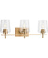 Calais 3-Light Clear Glass New Traditional Bath Vanity Light Vintage Brass