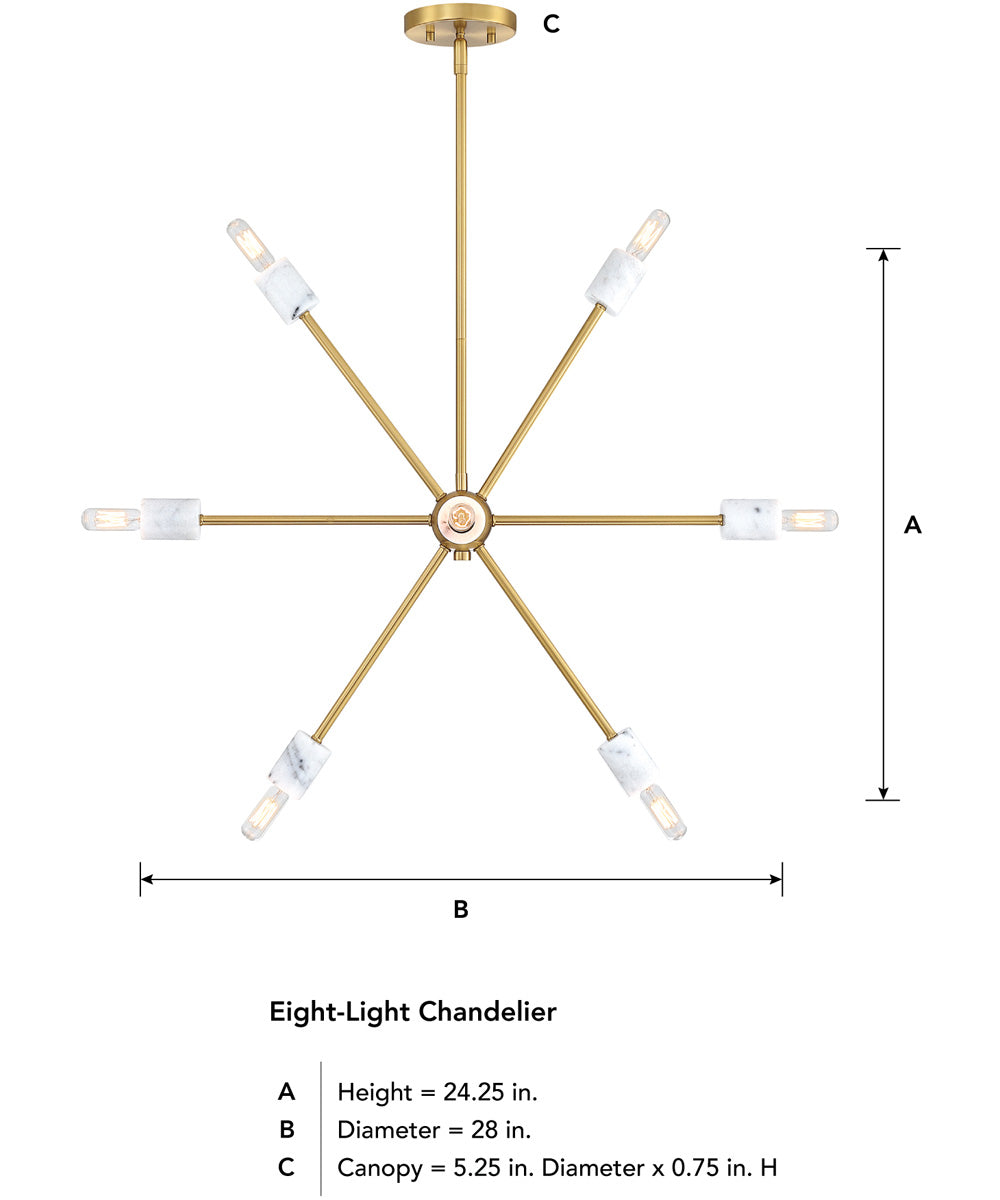 Star Dust 8 Light Chandelier Brushed Gold