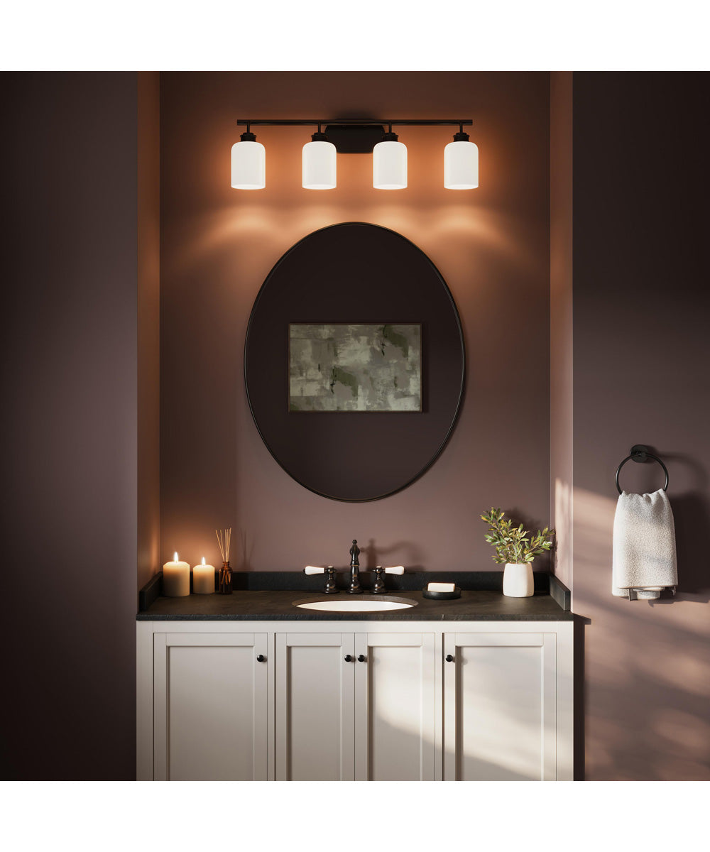 Reines 4-Light Bath Vanity with Opal Glass Shades Matte Black