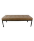 Tufted Metal Bench - Light Brown Faux Leather