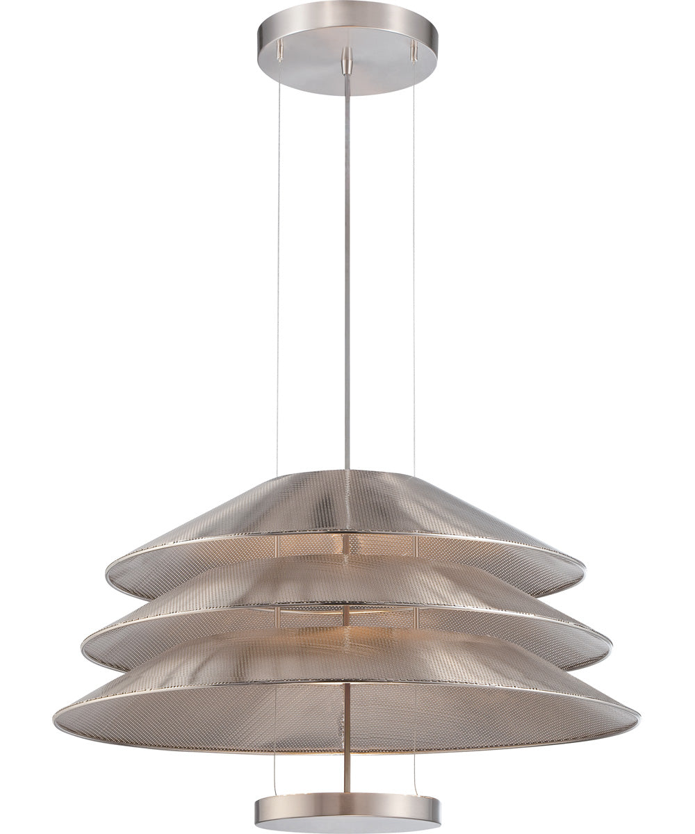28"W Evol 1-Light Pendant Satin Steel