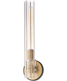 Flambeau 1-Light Wall Sconce Black / Antique Brass