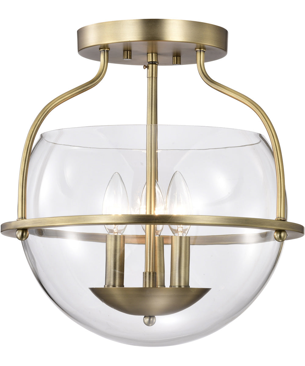 Amado 3-Light Close-to-Ceiling Vintage Brass
