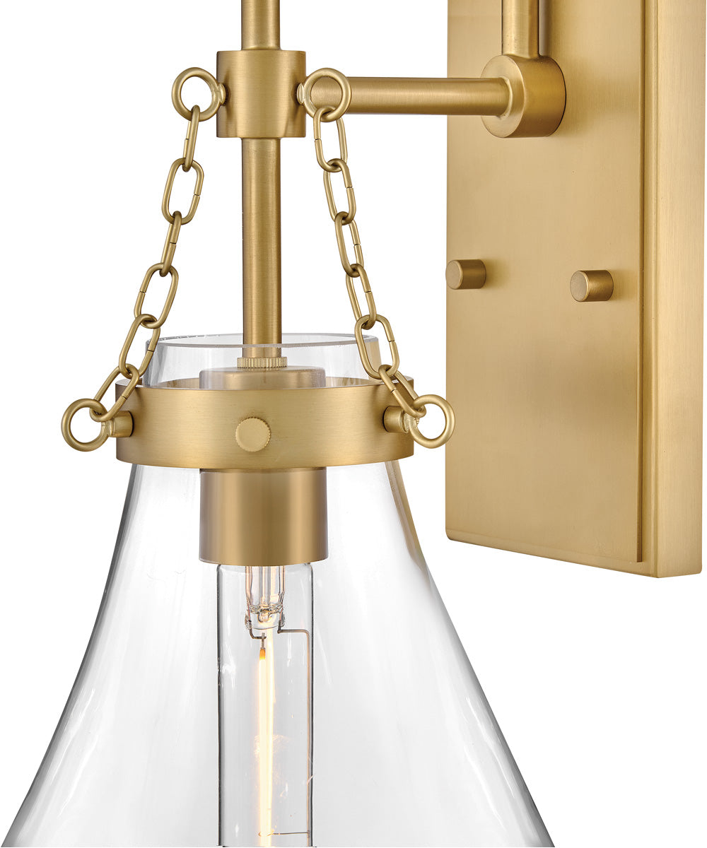 Eloise 1-Light Large Single Light Sconce in Lacquered Brass