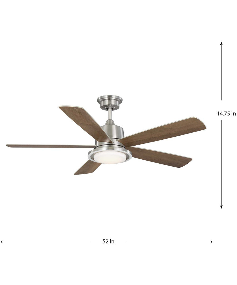 Tarsus 52 in. Five -Blade Ceiling Fan with Integrated CCT-LED Light Brushed Nickel
