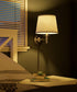 Sheppard 20"W 1-Light Plug-In Brushed Steel with White Shade Wall Swing Arm Wall Sconce by KenroyHome