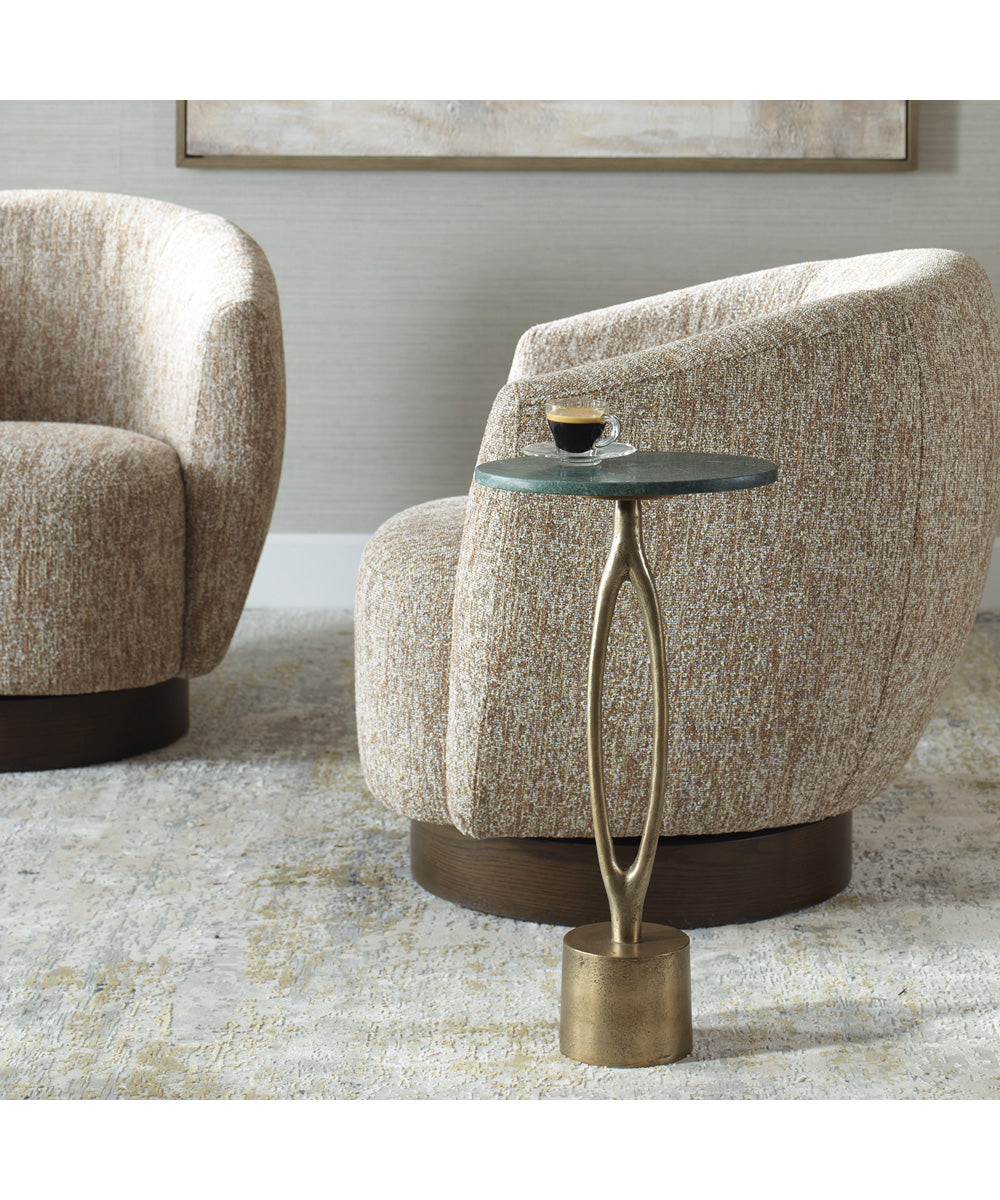 Accent Table in Antique Brass and Emerald Green Marble