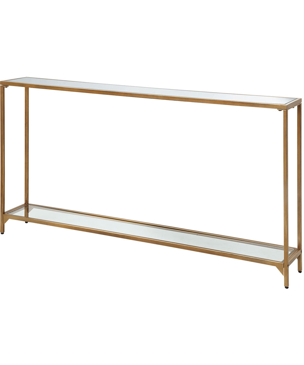 Console Table with Mirrored Shelves in Warm Gold