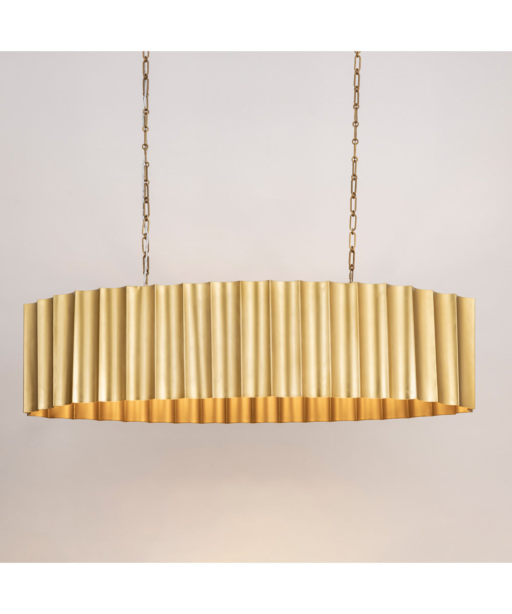 Allegra 5-Light Linear Pendant Weathered Brass