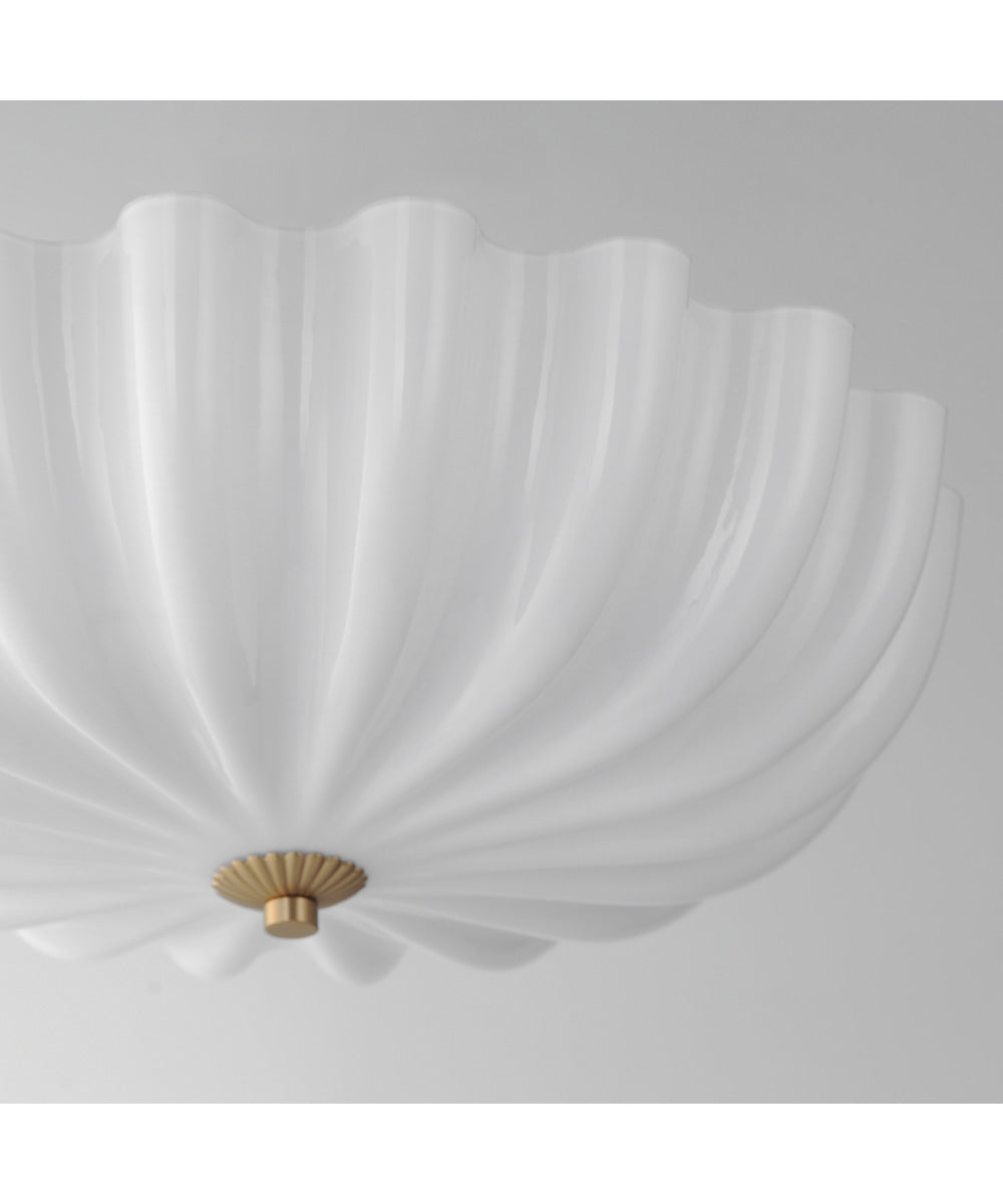 Bundt 15 inch Wall Sconce / Flush Mount White/Natural Aged Brass