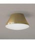 Avra Medium 2-Light Flush Mount with Etched White Glass Shade Brushed Gold