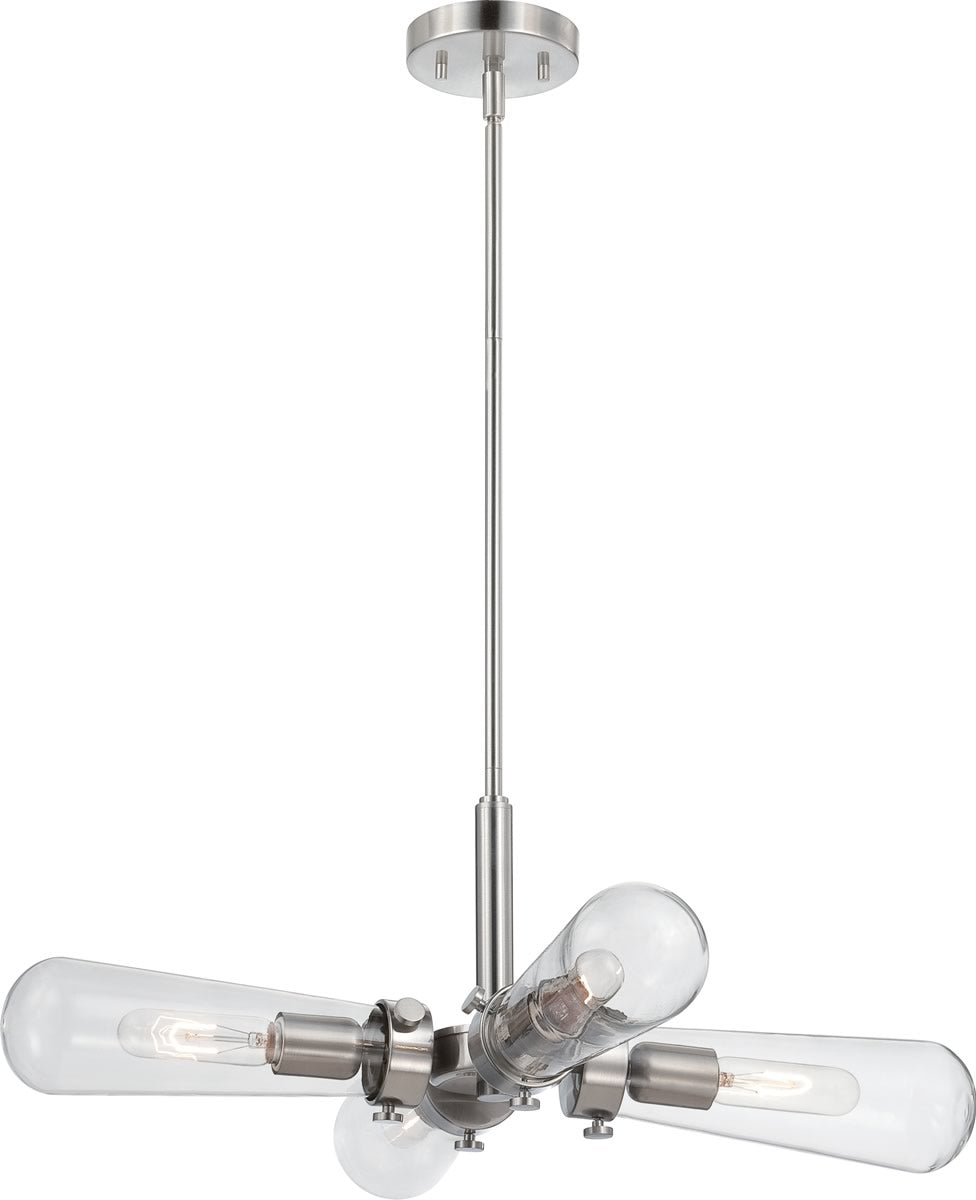 26"W Beaker 4-Light Pendant Brushed Nickel