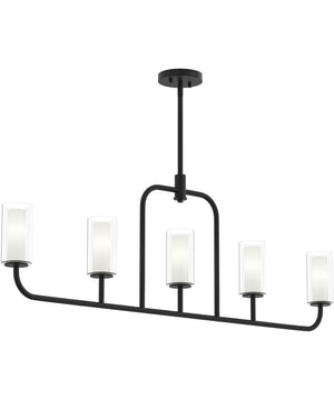 Mack 5-Light Linear Chandelier with Layered Glass Shades Matte Black