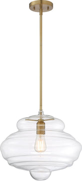 16"W Storrier 1-Light Pendant Burnished Brass / Clear