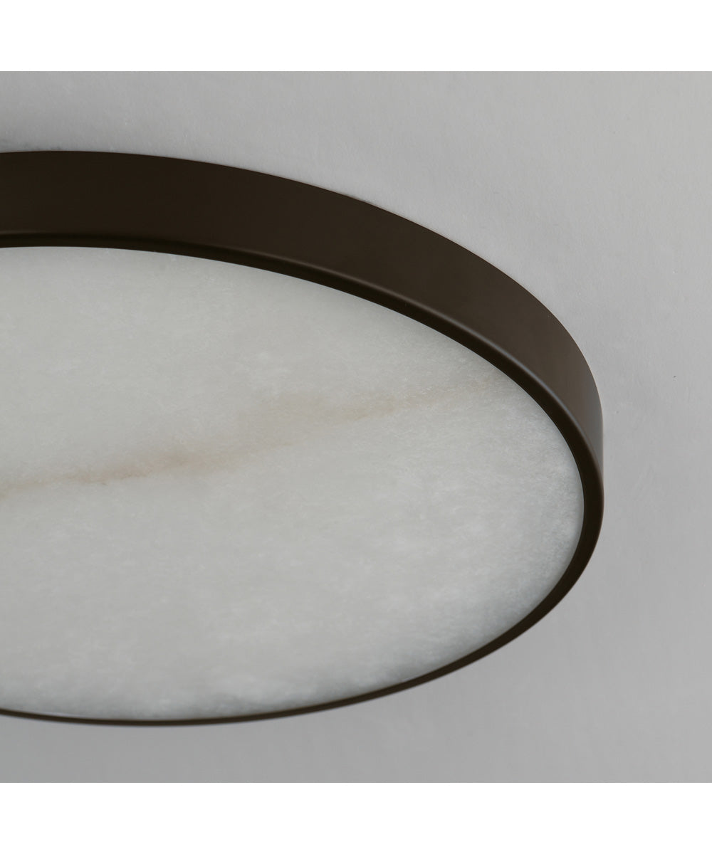 Slab 12 inch LED Alabaster Flush Mount Dark Bronze