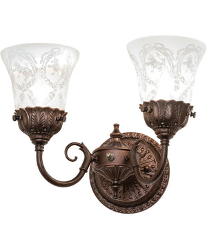 13" Wide Wreath & Garland 2 Light Wall Sconce