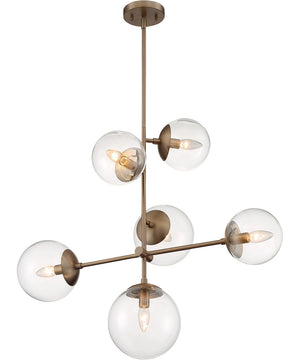 16"W Sky 6-Light Pendant Burnished Brass