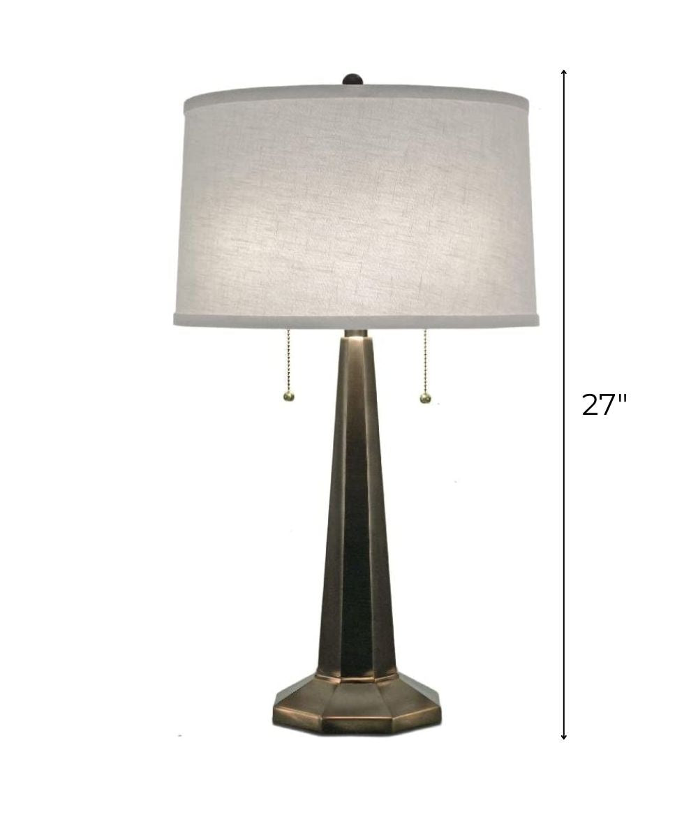 27"H Oxidized Bronze Signature by Stiffel Table Lamp, 3-Way