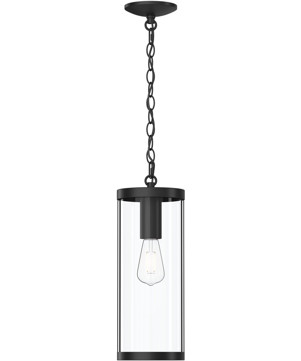 Kagen Outdoor Pendant Light with Clear Glass Panels Matte Black