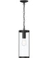 Kagen Outdoor Pendant Light with Clear Glass Panels Matte Black