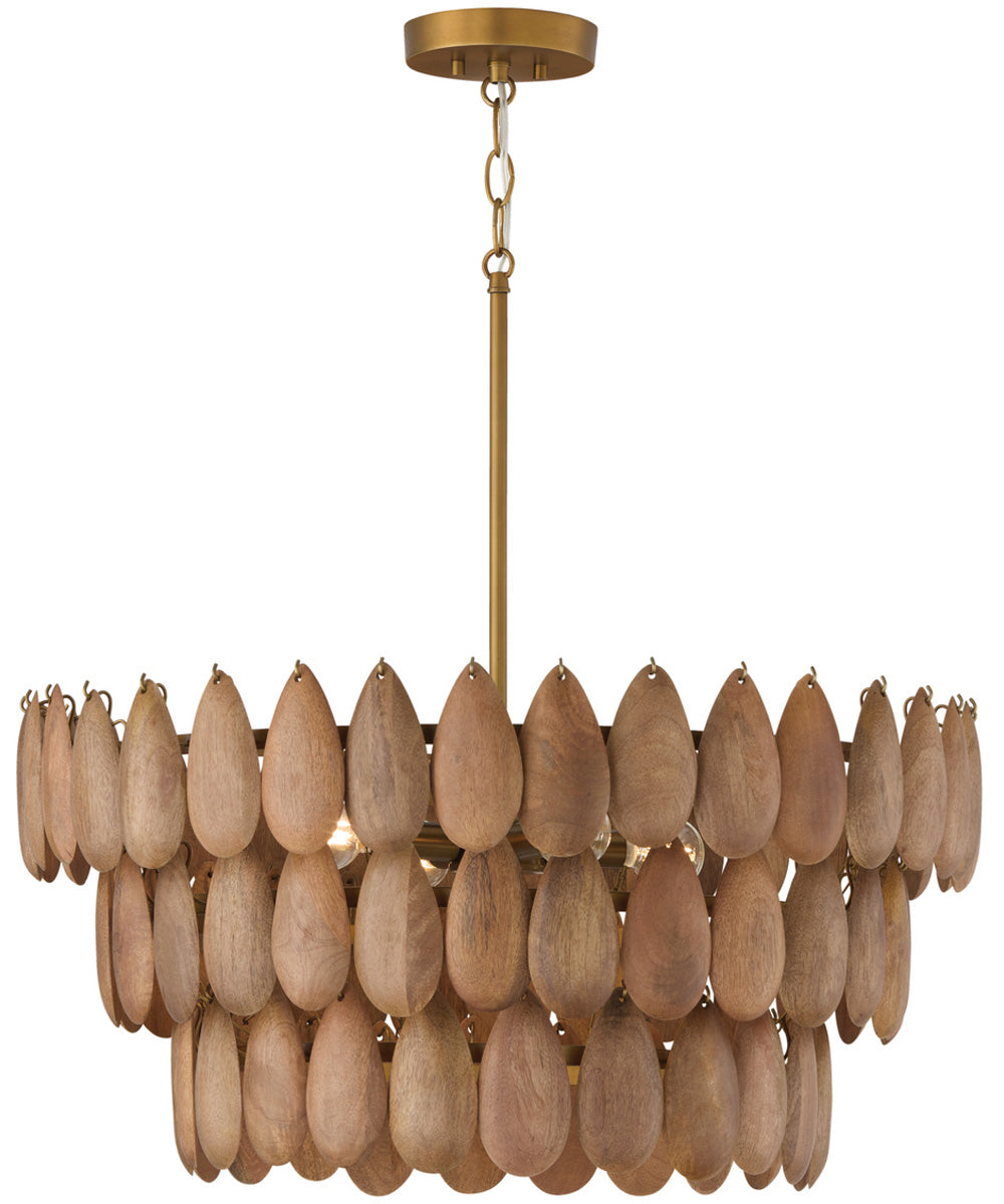 Ravi 4-Light Pendant Light Wood and Patinaed Brass