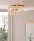 Dumas 16"W 3-Light Brushed Steel Finish Weathered White Wood Bead Flushmount by KenroyHome