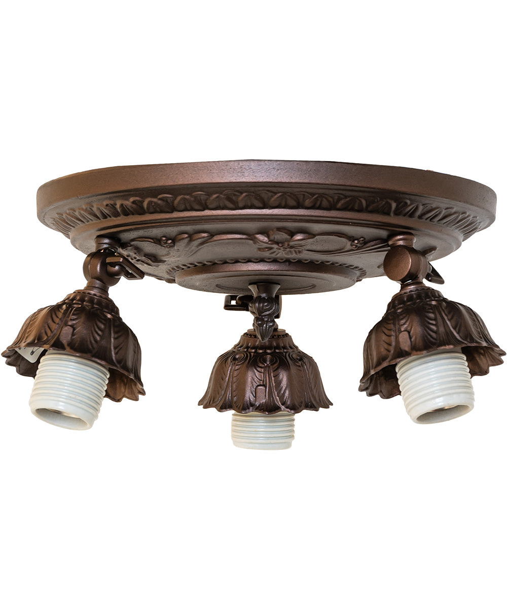 16" Wide Tiffany Rosebush 3 Light Semi-Flush Mount