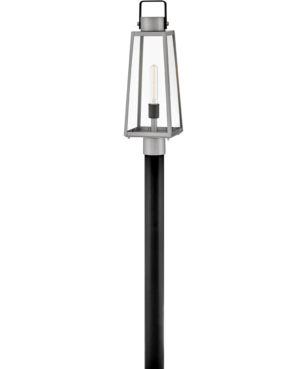 Hugh 1-Light Large Post Mount Lantern in Antique Brushed Aluminum