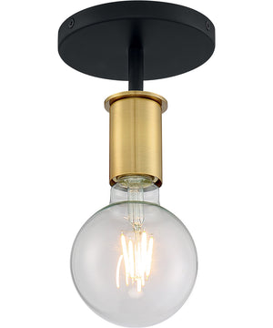 5"W Ryder 1-Light Close-to-Ceiling Black / Brushed Brass