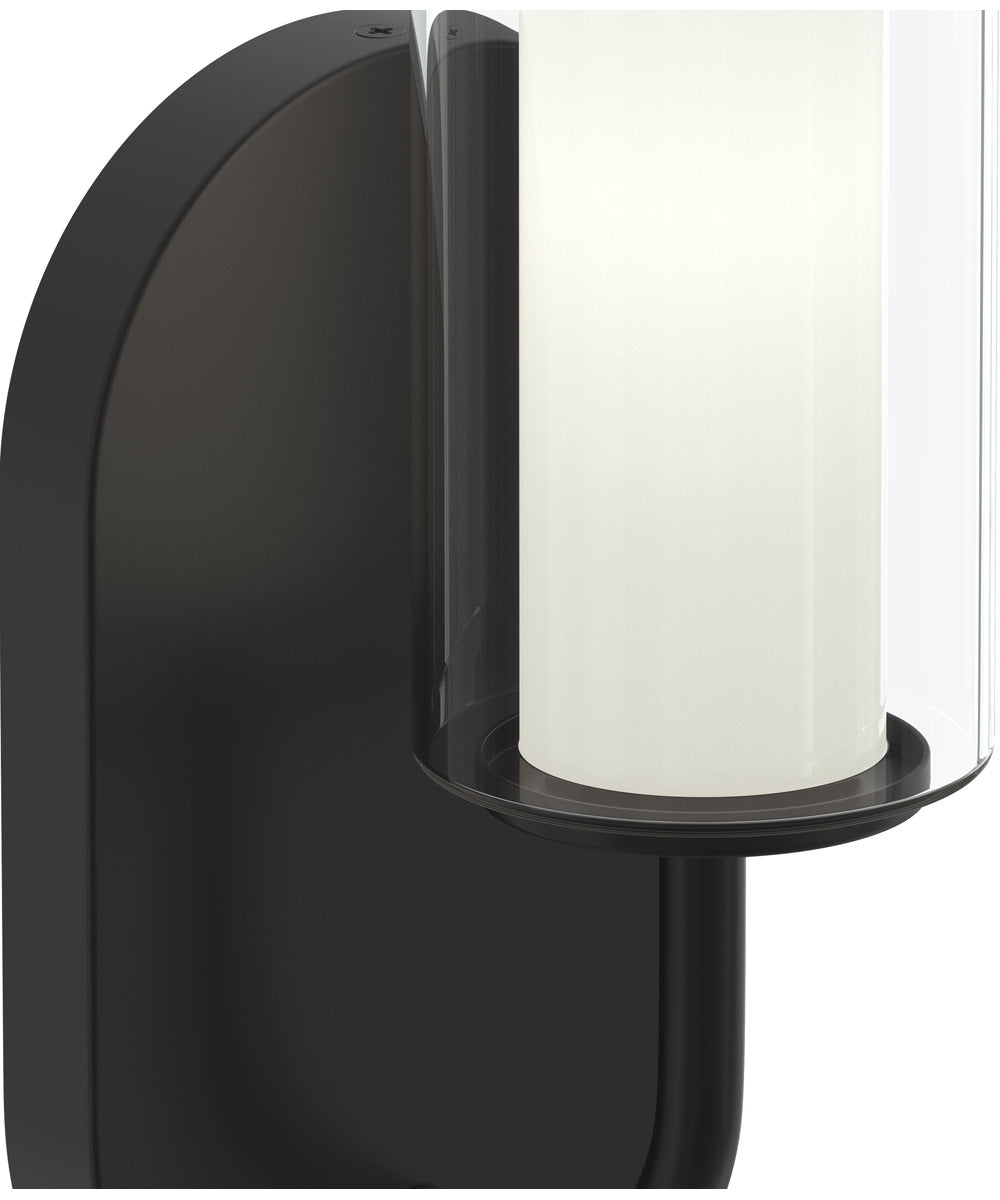 Mack 1-Light Wall Sconce with Layered Glass Shade Matte Black
