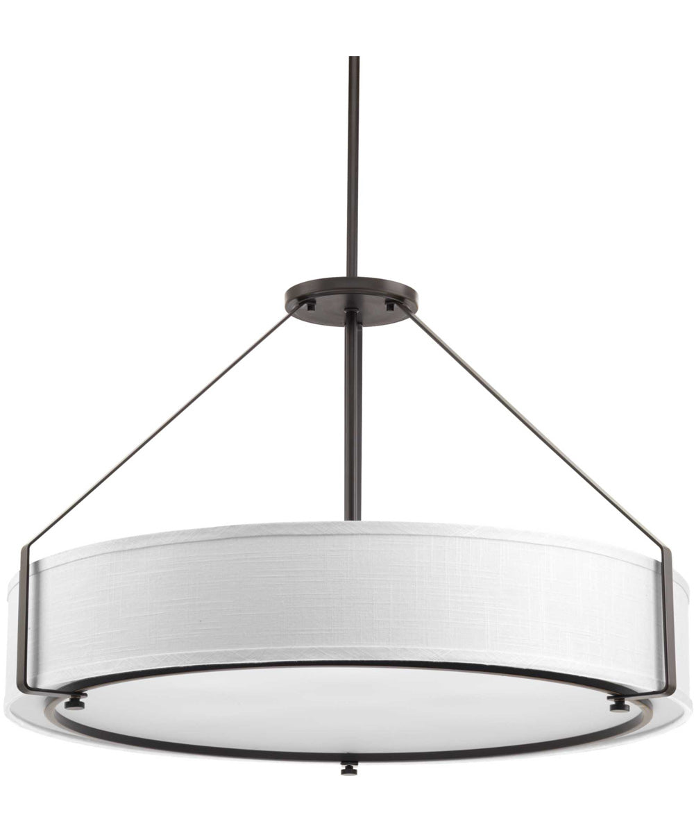 Ratio 6-Light Fabric Shade Coastal Mini-Pendant Light Antique Bronze