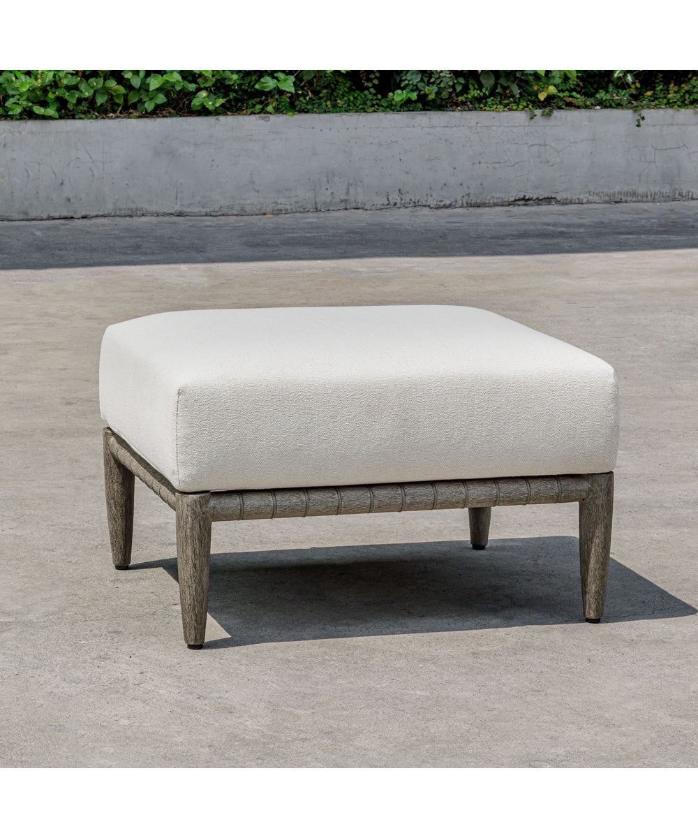 Borneo White Cushion Outdoor Ottoman