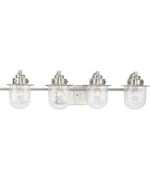 Northlake 4-Light Clear Glass Transitional Bath Light Brushed Nickel