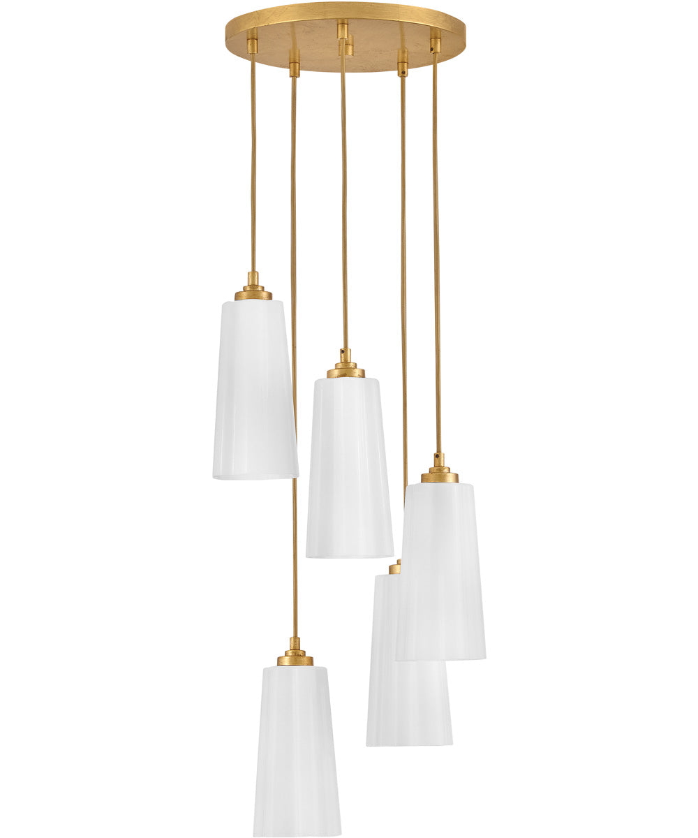 Honey 5-Light Small Chandelier in Distressed Brass
