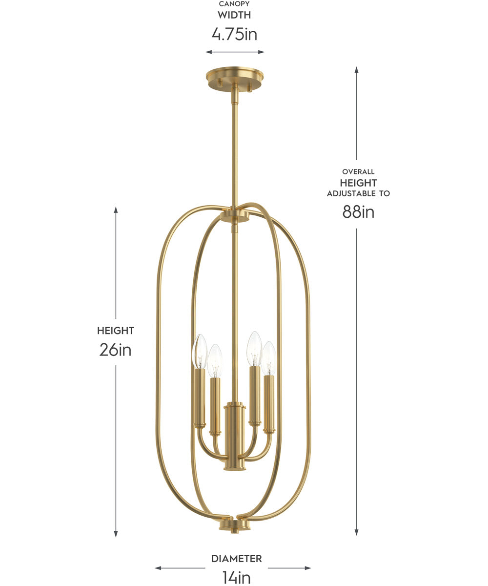 Reines 4-Light Foyer Pendant Brushed Gold