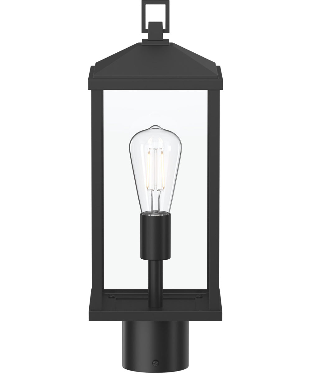 Cantley Outdoor Post Mount Lantern Light with Clear Glass Panels Matte Black